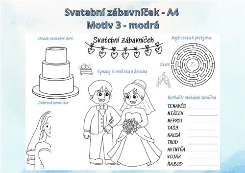 Svatební zábavníček - Motiv 3 - modrá