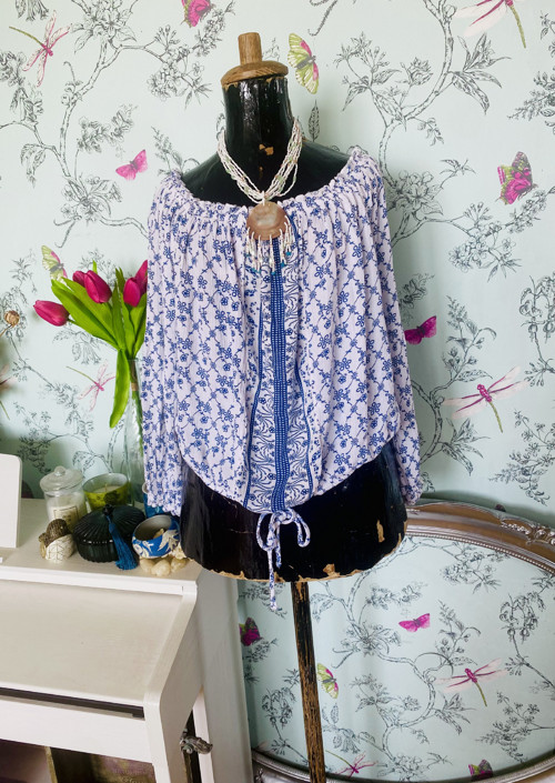 Top boho modrobílý — foto 1