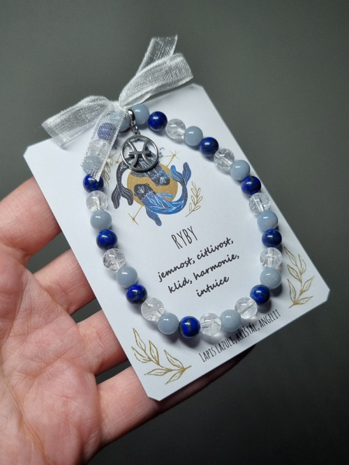 Náramek RYBY - lapis lazuli, křišťál, angelit