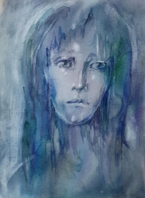 "Smutek" - akvarel, papír, A3