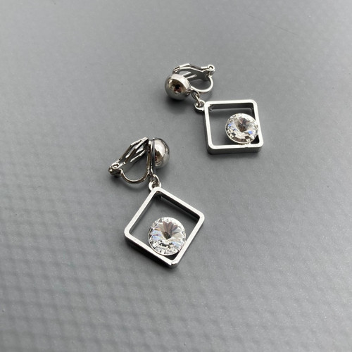 Antialergické klipsy Crystal Swarovski čtverec