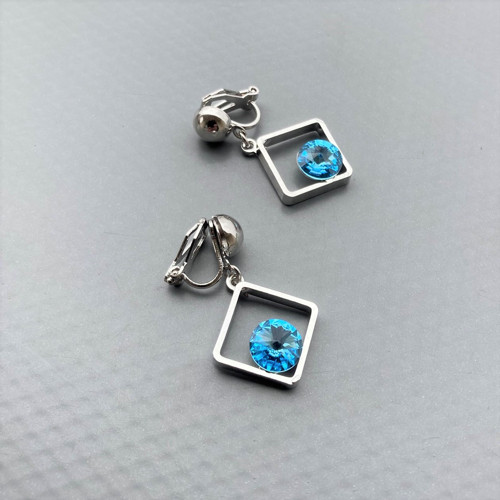 Antia.klipsy Light turquoise Swarovski čtverec