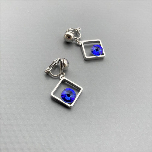 Antialerg. klipsy Sapphire Swarovski čtverec