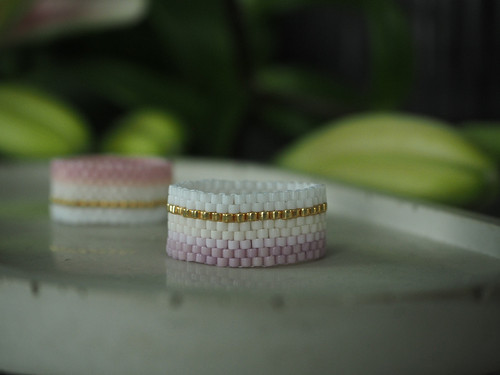Prsten Miyuki "Pastel Lines"; fialový