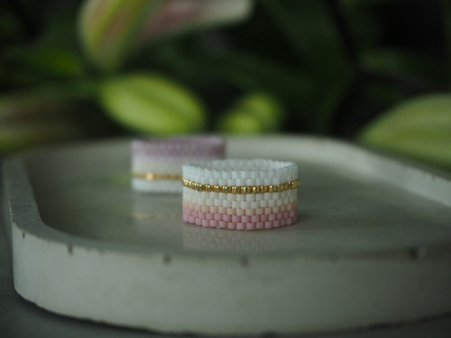Prsten Miyuki "Pastel Lines"; růžový