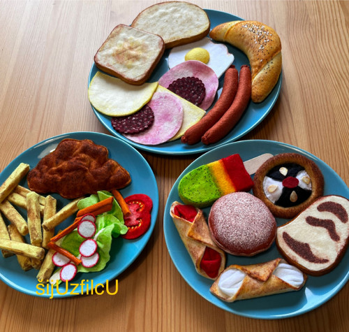 Hračka z filcu do dětské kuchyňky - TALÍŘ MIX