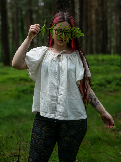 Lněná halenka s krátkým rukávem - M