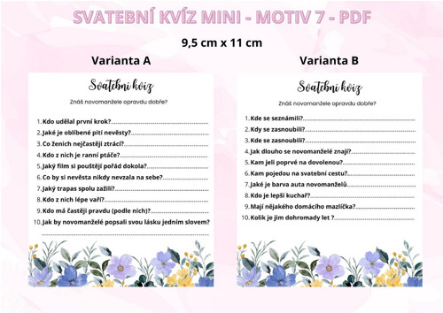 Svatební kvíz Mini - motiv 7 - PDF