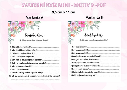 Svatební kvíz Mini - motiv 9 - PDF