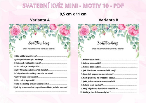Svatební kvíz Mini - motiv 10 - PDF