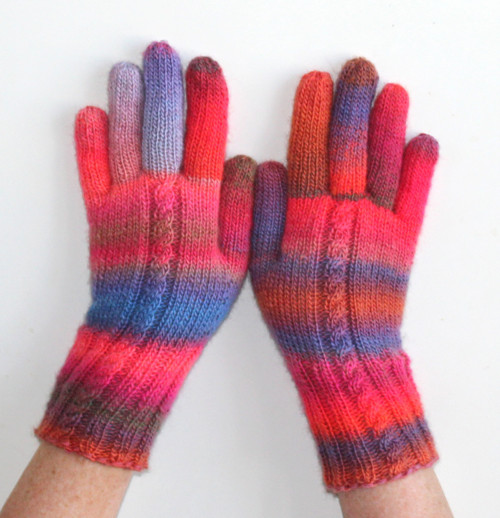 Rukavice pletené ručně Pink merino