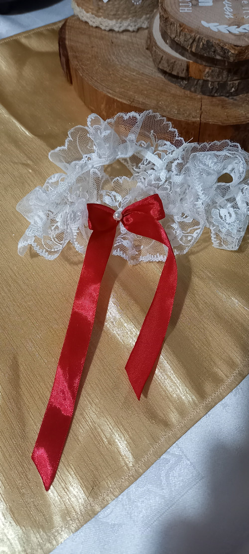 Svatební podvazek - s mašličkou Krajka 10cm