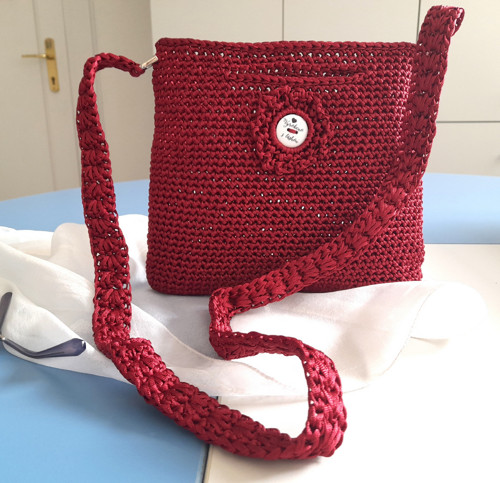 Háčkovaná crossbody kabelka - vínová