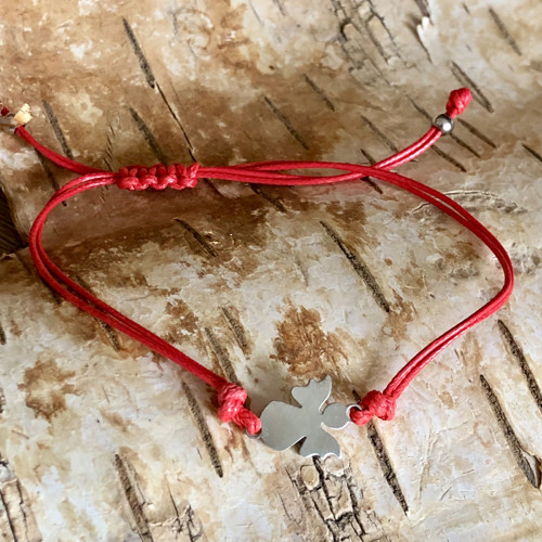 Červený Shamballa Náramek S Andělem - Ocelový