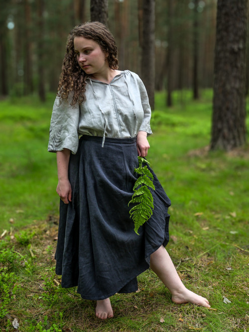 Lněná zavinovací sukně - XL