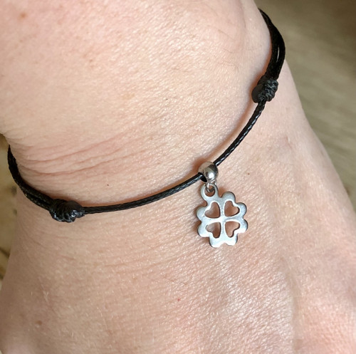 Ochranný Kabbalah Náramek Čtyřlístek - Ocel