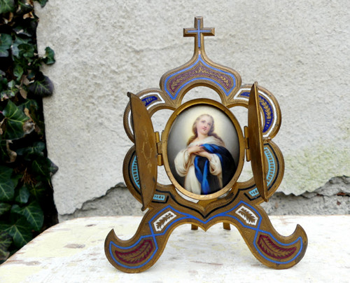 Domácí oltář, ruční malba na porcelánu, smalt