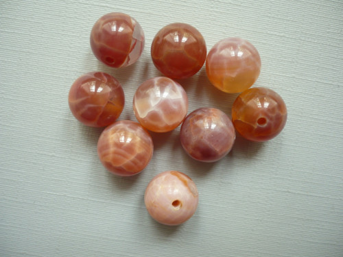 Vrtaný korálek - ohnivý achát 10 mm, 1 ks