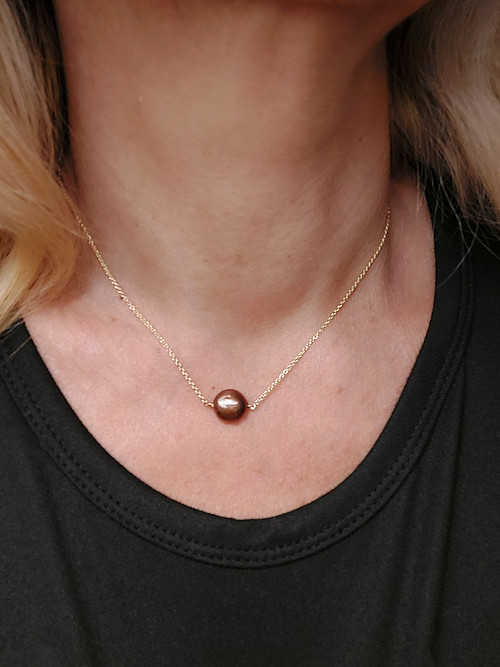 "BIBA" náhrdelník s hnědou perlou GF 5%zlata 14Kt