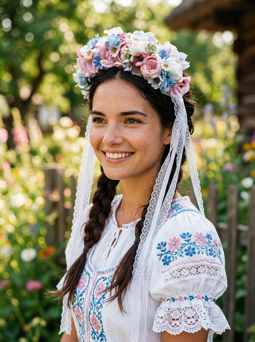 Květinová čelenka folklorní