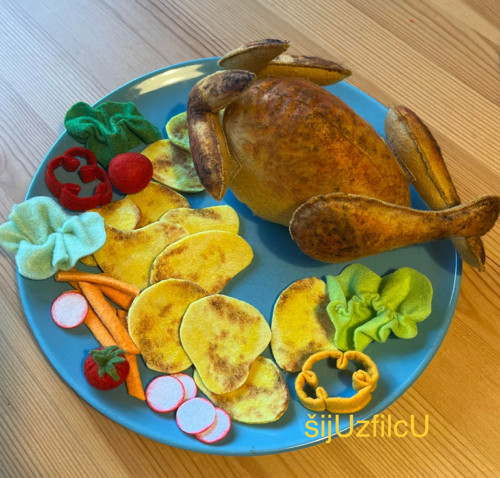 Hračka z filcu do kuchyňky - KUŘE S BRAMBŮRKY