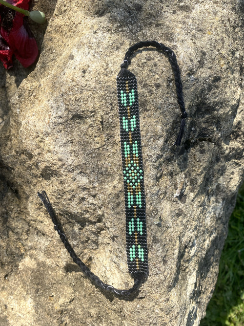 Náramek Aztec black zelená
