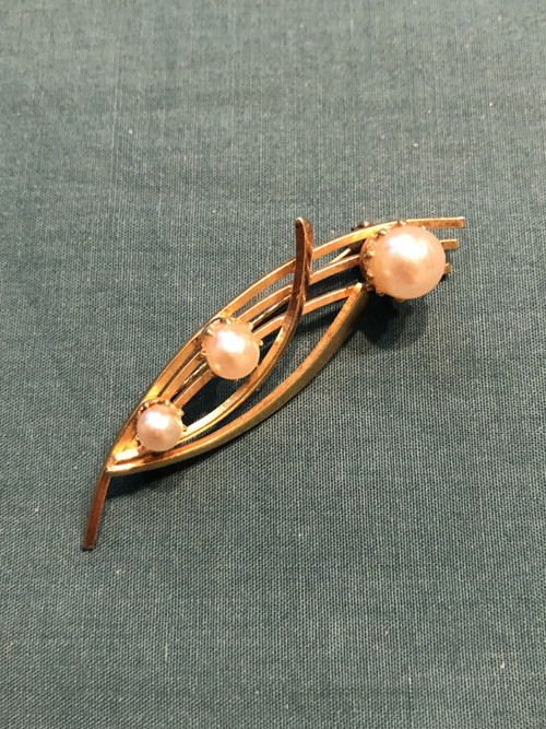 Starožitná zlacená brož Art Deco 1. republika