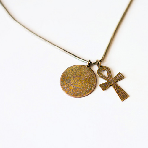 Řetízek a 2x přívěšek egyptský symbol Anch - Ankh