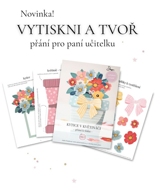 Přání jako kytice v květináči - vytiskni a tvoř