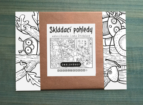 Skládací pohledy - Lesní hrátky - vymalovánky
