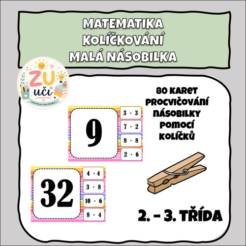 Kolíčkování - Procvičování násobení / dělení
