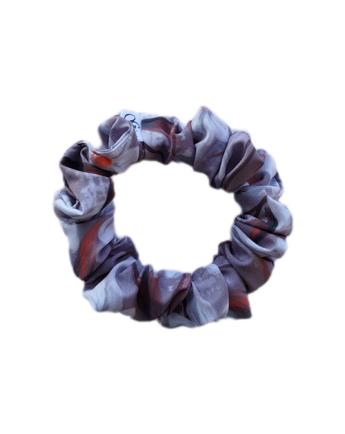 Gini HEDVÁBNÁ scrunchie S - KOPRETINY NA HNĚDOŠEDÉ