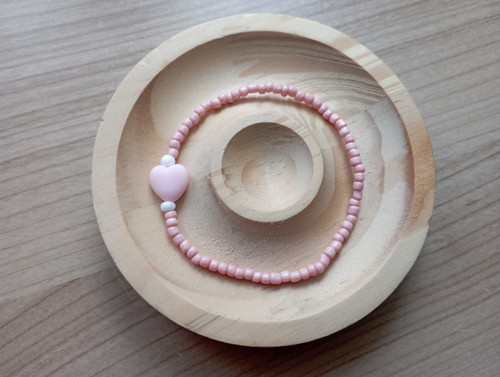 589 - Náramek 17cm - srdíčkový (rúžový)