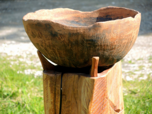 Lampa z lípy s obří miskou keramickou