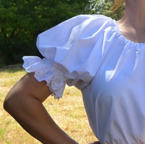 Košeľa dámska ľudová s madeirou Margarétky L / XL