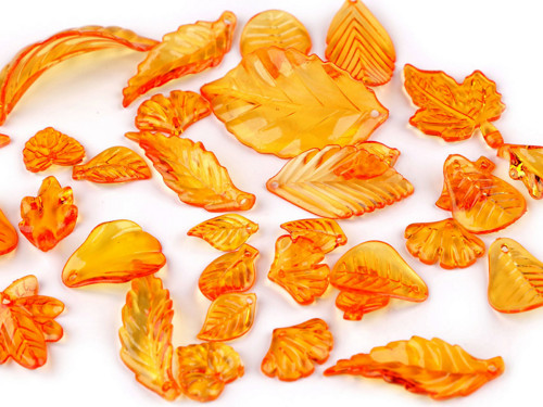 Plastové korálky lístečky mix tvarů (20g)