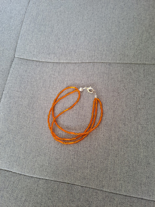 Náramek z korálků, 3řadý, oranžový