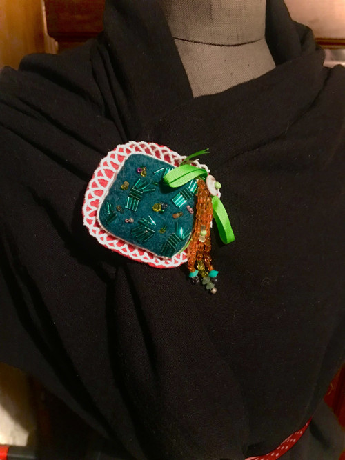 Plstění brož zelená fantazie