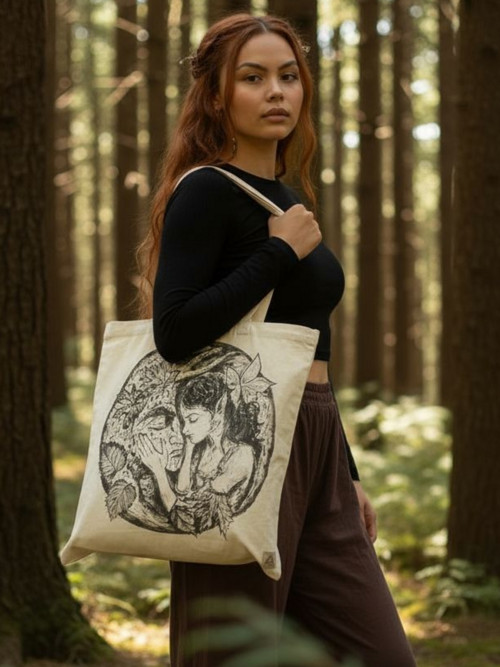 Magické spojení, ručně malovaná plátěná taška