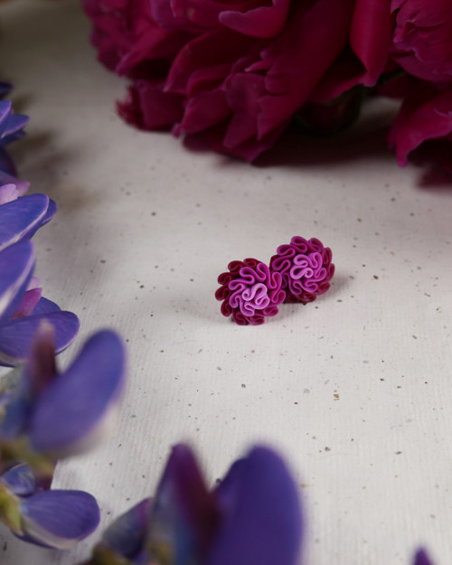 Náušnice květinkové magenta mini