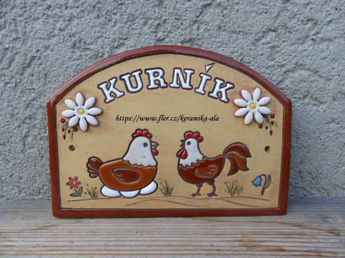 Keramická cedulka ,,KURNÍK" / SKLADEM