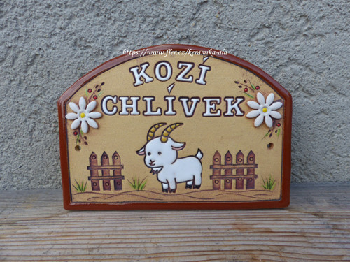 Keramická cedulka ,,KOZÍ CHLÍVEK" / SKLADEM