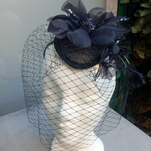 Black Fascinator Sinamay