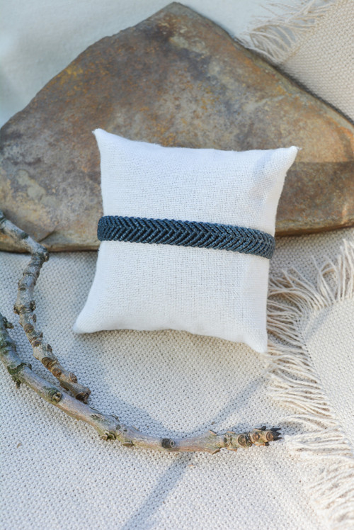 Minimalistický macramé náramek - petrolejová