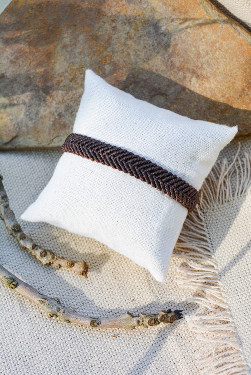 Minimalistický macramé náramek - čokoládová — foto 1
