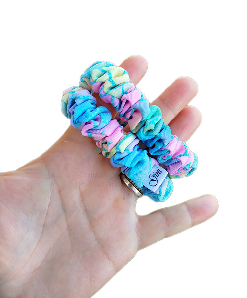 Gini scrunchie z halenkoviny XS- RAINBOW HEART