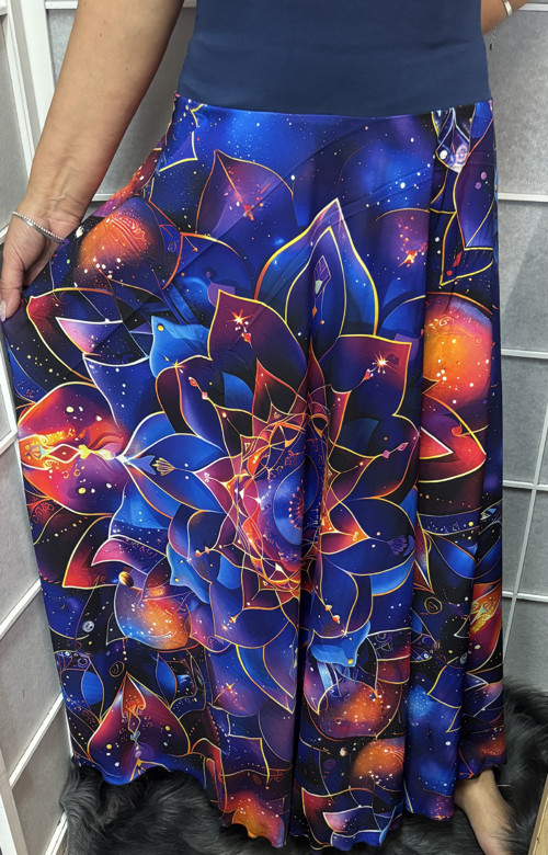 Půlkolová sukně duhová mandala