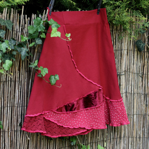 "Patchworková" sukně jahodová, mini S