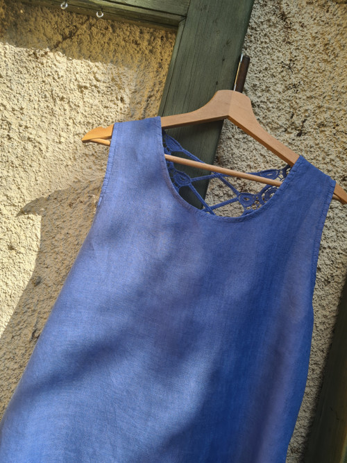 Léto v modré, top, len, M/L — foto 1