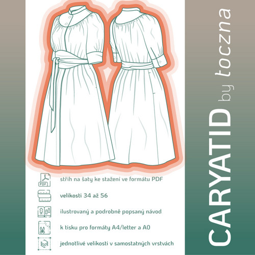 CARYATID - střih na šaty vel. 34 až 56 (PDF)